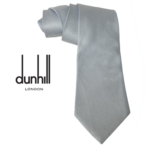 Dunhill London Tie Necktie Blue Sheen Silk Made in England EUC - Picture 1 of 10